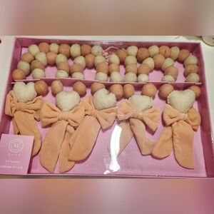 Martha Stewart Pink and Cream Garland With Felt Balls, Hearts And Velvet Ribbons